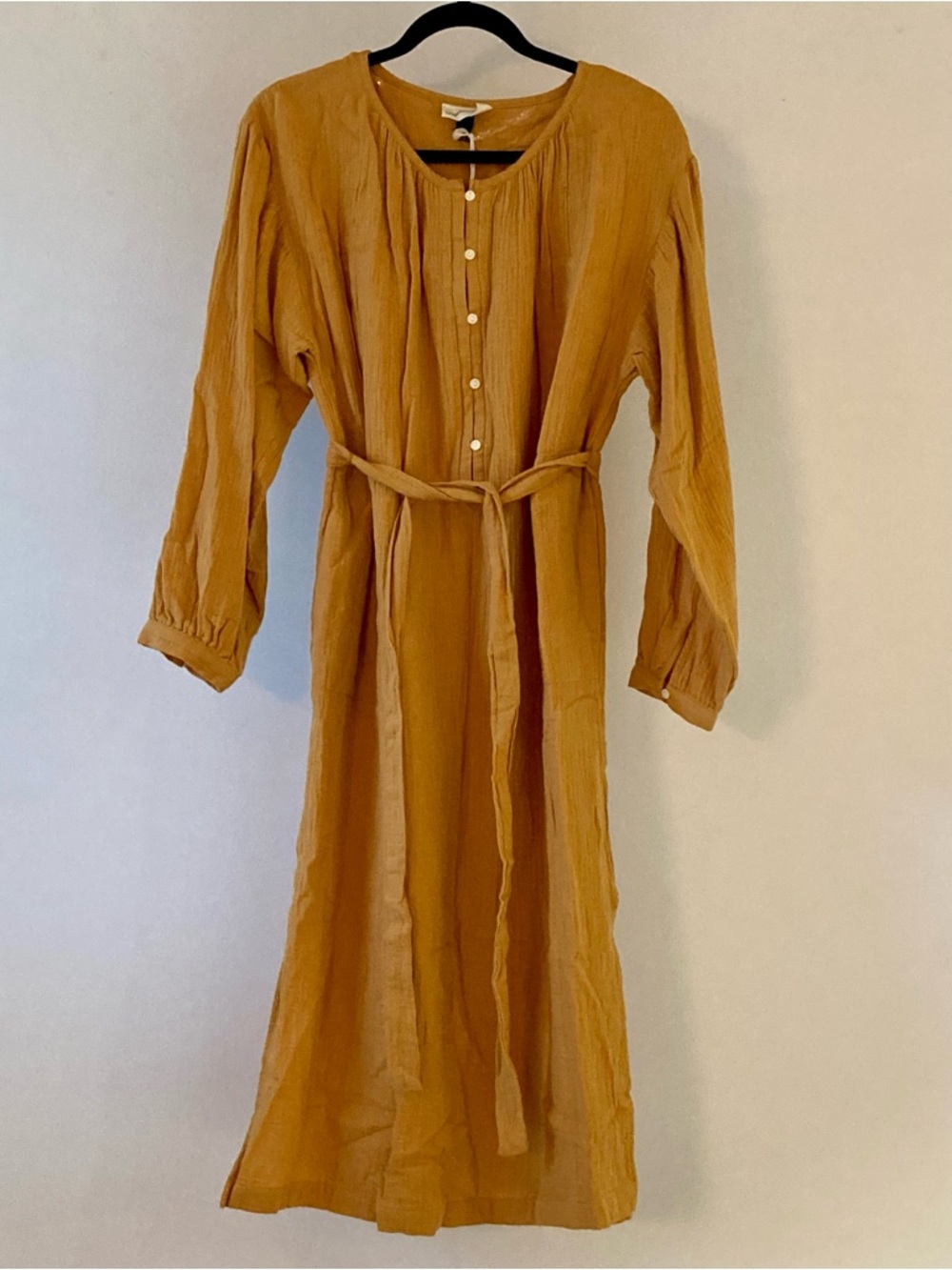 Universal Thread Long Sleeve Gauze Gold Yellow Midi Dress Small